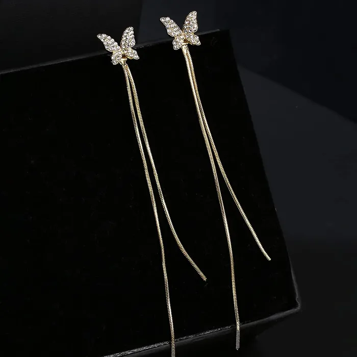 Yellow Chimes Earrings For Women Gold Tone Butterfly Shape Long Chain Twisted Tassel Earrings For Women and Girls Yellow Chimes Bracelets