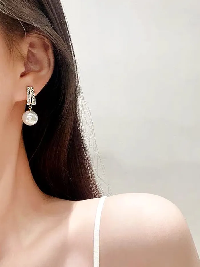 Yellow Chimes Earrings For Women Gold Tone Contemporary Crystal Studded Pearl Hanging Drop Earrings For Women and Girls Yellow Chimes Necklaces