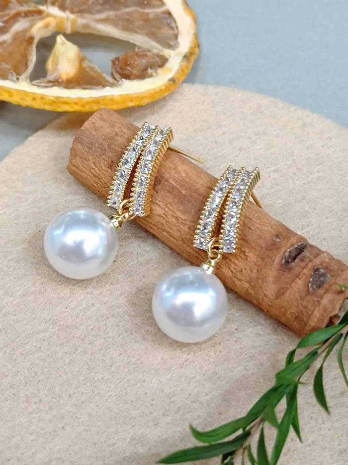 Yellow Chimes Earrings For Women Gold Tone Contemporary Crystal Studded Pearl Hanging Drop Earrings For Women and Girls Yellow Chimes Necklaces