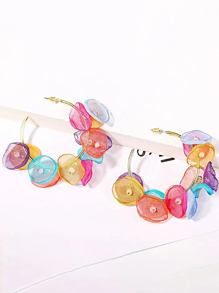 Yellow Chimes Earrings For Women Gold Tone Hoop With Multicolor Petals Attached Earrings For Women and Girls Yellow Chimes Necklaces