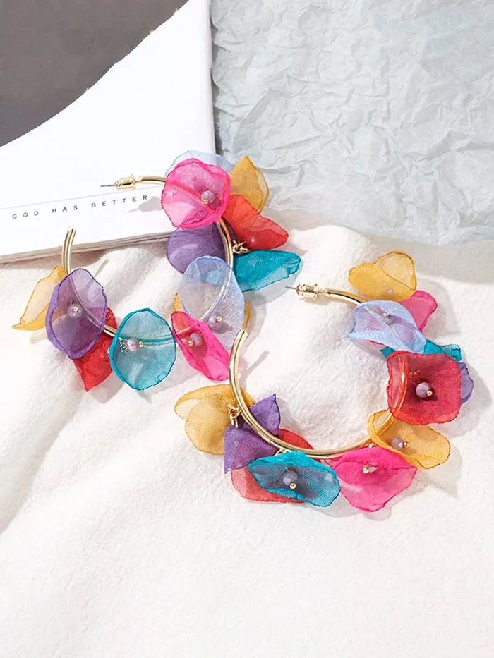 Yellow Chimes Earrings For Women Gold Tone Hoop With Multicolor Petals Attached Earrings For Women and Girls Yellow Chimes Necklaces