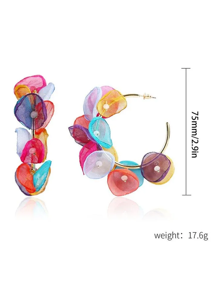 Yellow Chimes Earrings For Women Gold Tone Hoop With Multicolor Petals Attached Earrings For Women and Girls Yellow Chimes Necklaces