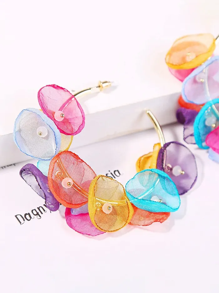 Yellow Chimes Earrings For Women Gold Tone Hoop With Multicolor Petals Attached Earrings For Women and Girls Yellow Chimes Necklaces