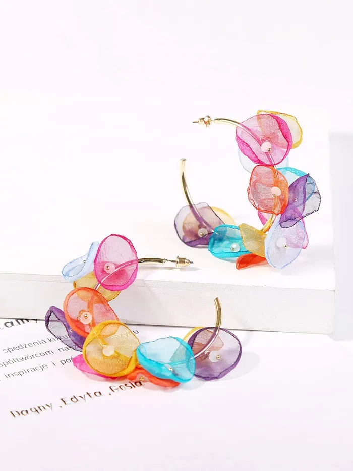 Yellow Chimes Earrings For Women Gold Tone Hoop With Multicolor Petals Attached Earrings For Women and Girls Yellow Chimes Necklaces