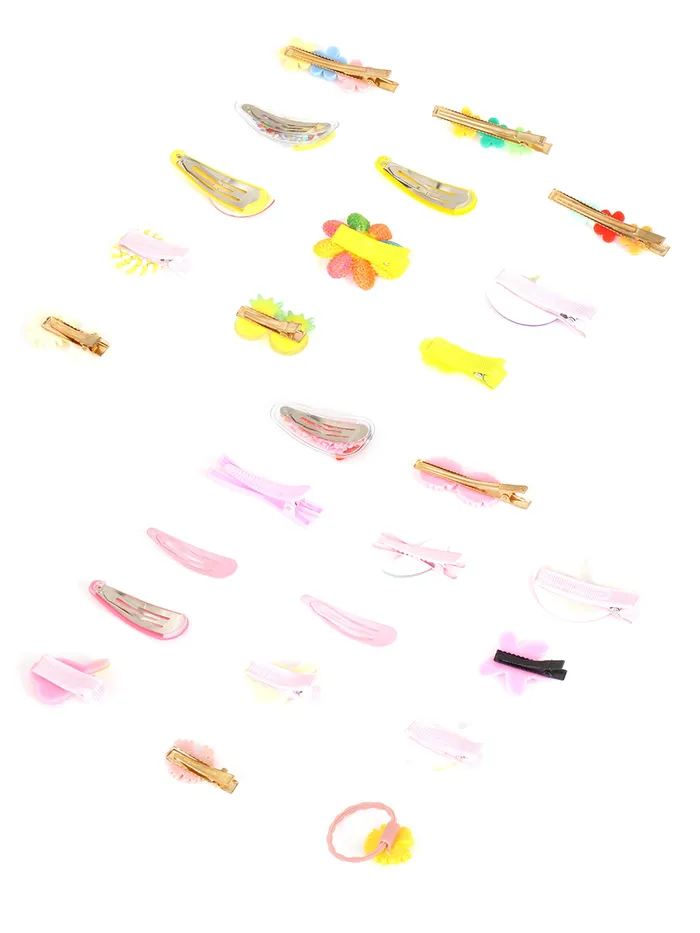 Yellow Chimes Earrings Melbees by Yellow Chimes Pack of 28 Pcs Hair Clips for Girls Cute Characters Pretty Tiny Hair Clips for Baby Girls Multi Color Alligator Clips for Hair Baby Hair
