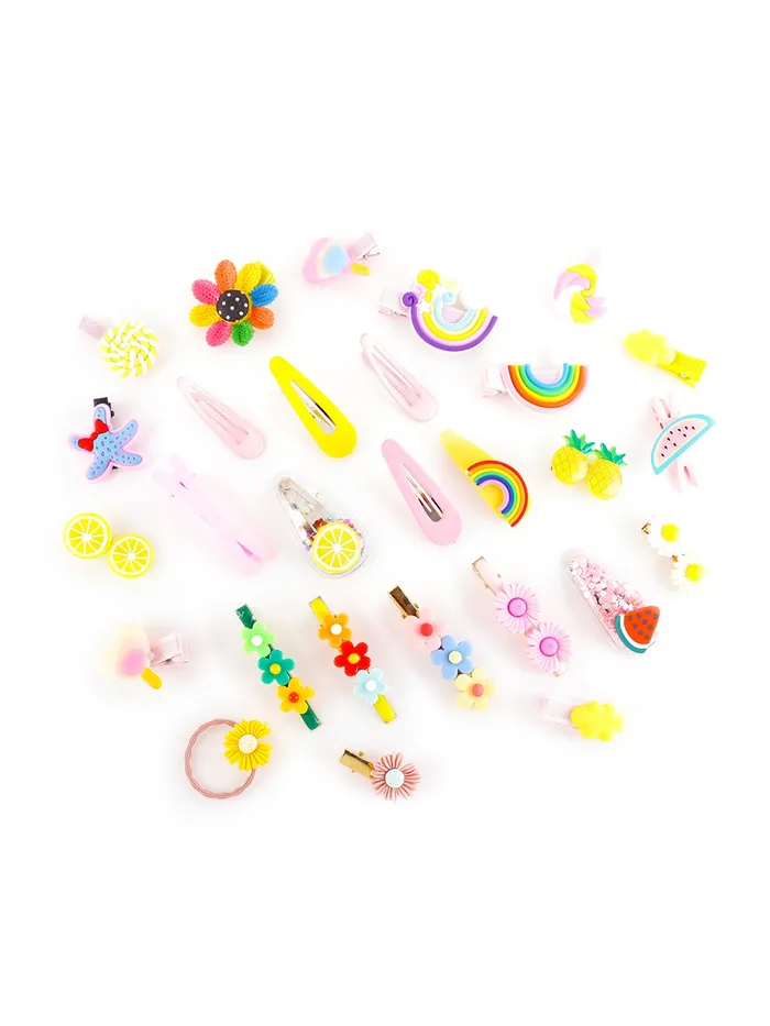 Yellow Chimes Earrings Melbees by Yellow Chimes Pack of 28 Pcs Hair Clips for Girls Cute Characters Pretty Tiny Hair Clips for Baby Girls Multi Color Alligator Clips for Hair Baby Hair