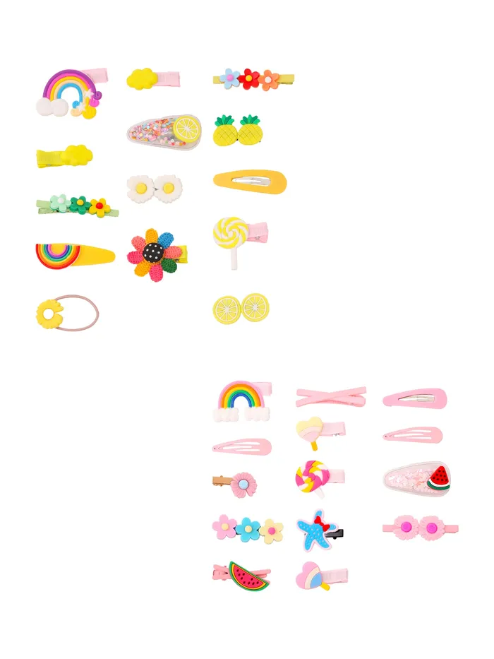 Yellow Chimes Earrings Melbees by Yellow Chimes Pack of 28 Pcs Hair Clips for Girls Cute Characters Pretty Tiny Hair Clips for Baby Girls Multi Color Alligator Clips for Hair Baby Hair