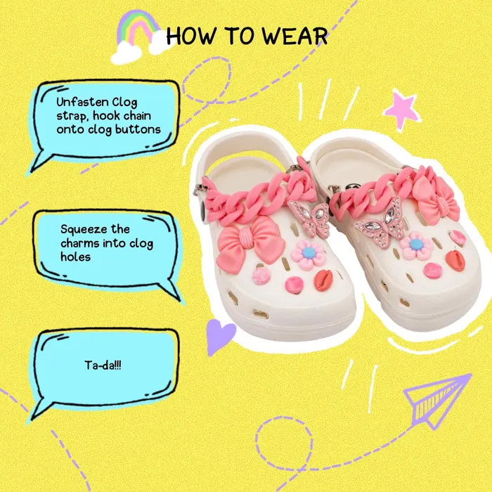 Yellow Chimes Earrings Melbees by Yellow Chimes Shoe Chains for Kids Girls Teens Shoe Dcor Accessories Butterfly Shaped Pink DIY Shoe Decoration Charms Shoe Chains for Unisex Shoe Chain Charms for CrocClogs