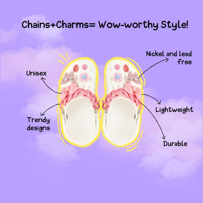 Yellow Chimes Earrings Melbees by Yellow Chimes Shoe Chains for Kids Girls Teens Shoe Dcor Accessories Butterfly Shaped Pink DIY Shoe Decoration Charms Shoe Chains for Unisex Shoe Chain Charms for CrocClogs