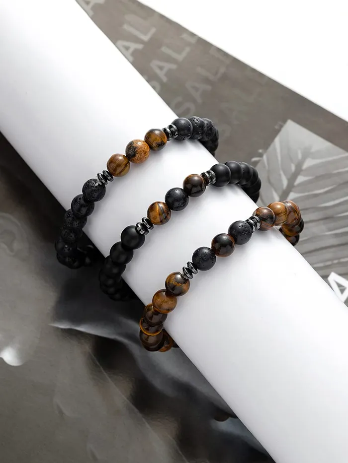 Yellow Chimes Earrings Yellow Chimes 2 Pcs Combo Reiki Meditation Healing Charm Beaded Buddha Bracelets for Women and Men Design3