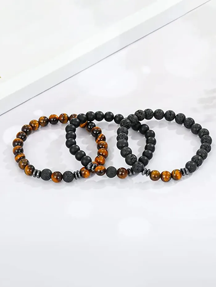 Yellow Chimes Earrings Yellow Chimes 2 Pcs Combo Reiki Meditation Healing Charm Beaded Buddha Bracelets for Women and Men Design3