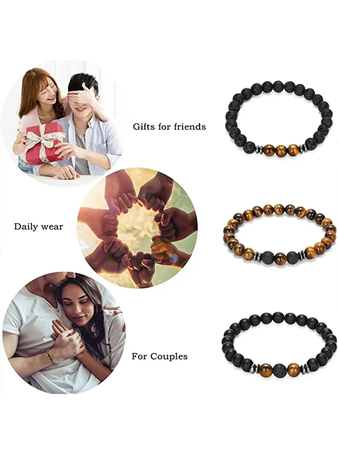 Yellow Chimes Earrings Yellow Chimes 2 Pcs Combo Reiki Meditation Healing Charm Beaded Buddha Bracelets for Women and Men Design3