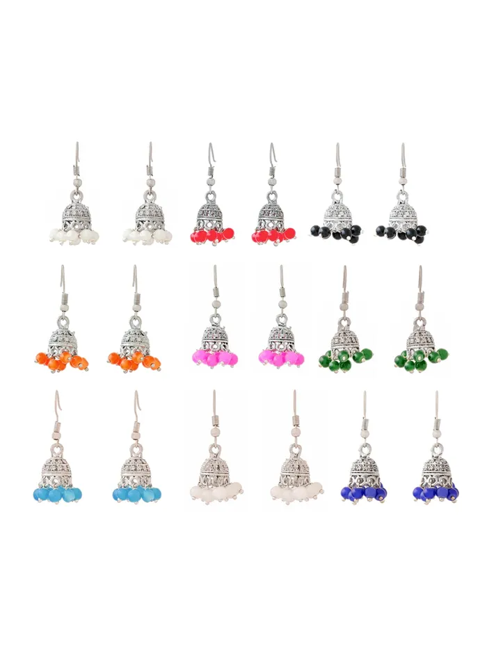 Yellow Chimes Earrings Yellow Chimes 9 Pairs Lively Colors Jhumki by Yellow Chimes Jhumki Earrings for Women Silver Oxidized YCTJEROXD9CSL Yellow Chimes Earrings Yellow Chimes 9 Pairs Lively Colors Jhumki by Yellow Chimes Jhumki Earrings for Women Silver Oxidized YCTJEROXD9CSL