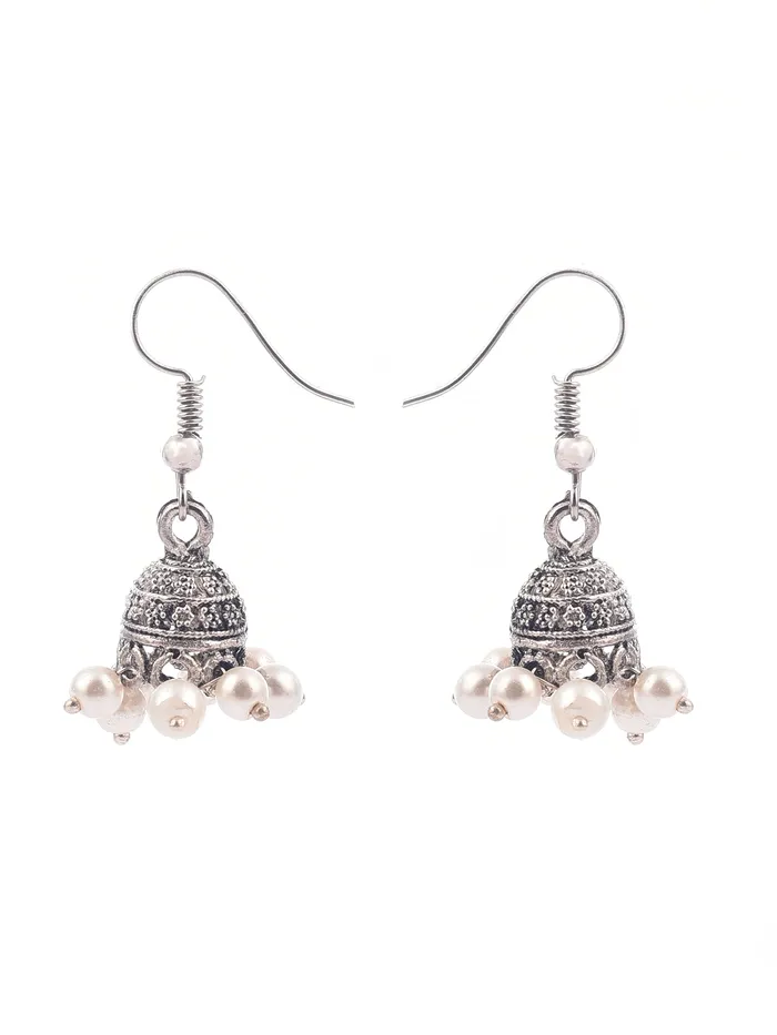 Yellow Chimes Earrings Yellow Chimes 9 Pairs Lively Colors Jhumki by Yellow Chimes Jhumki Earrings for Women Silver Oxidized YCTJEROXD9CSL
