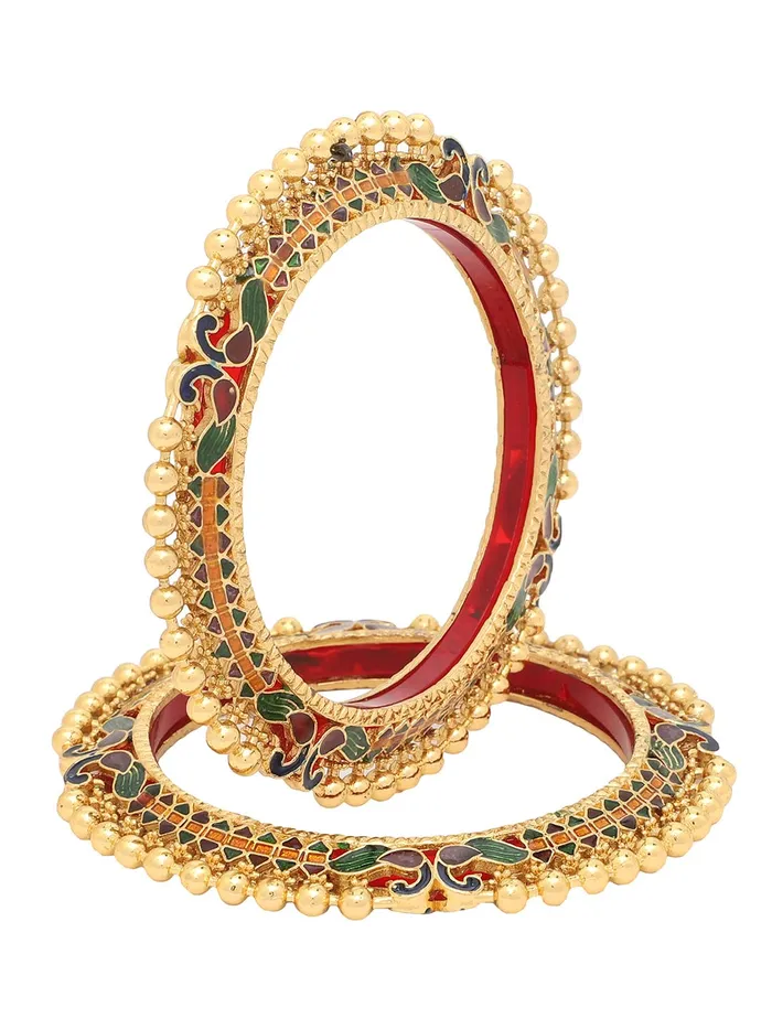 Yellow Chimes Earrings Yellow Chimes Bangles for Women Gold Toned Peacock and Beads Designed Meenakari Touch Traditional Bangles for Women and Girls Yellow Chimes Earrings Yellow Chimes Bangles for Women Gold Toned Peacock and Beads Designed Meenakari Touch Traditional Bangles for Women and Girls