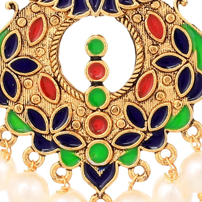 Yellow Chimes Earrings Yellow Chimes Beautifully Enamelled Stylish Gold Plated Meenakari Chandbali Earrings for Women and Girls