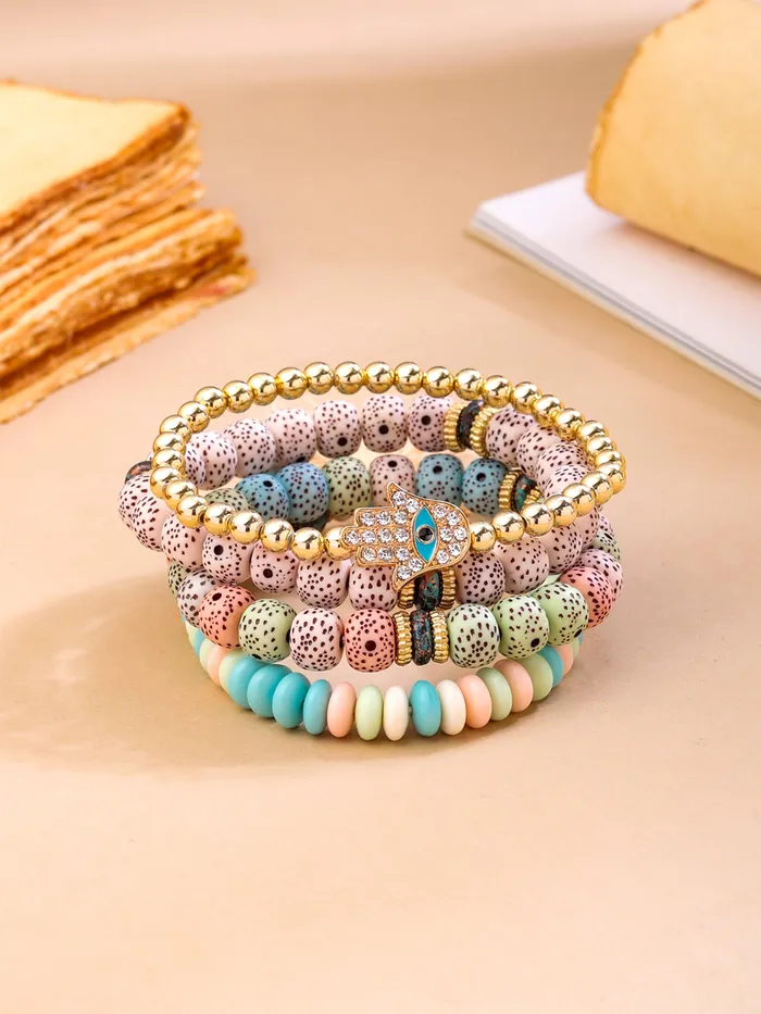 Yellow Chimes Earrings Yellow Chimes Bracelet for Women and Girls Evil Eye Nazariya Bracelets for Women 4 Pcs Multicolor Beads Layered Bracelet Birthday Gift For girls and women Anniversary Gift for Wife