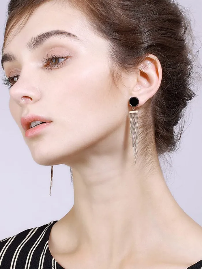 Yellow Chimes Earrings Yellow Chimes Danglers Earrings for Women Western Rose Gold Plated Stainless Steel Long Chain Dangler Earrings For Women and Girls