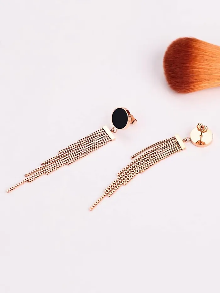 Yellow Chimes Earrings Yellow Chimes Danglers Earrings for Women Western Rose Gold Plated Stainless Steel Long Chain Dangler Earrings For Women and Girls