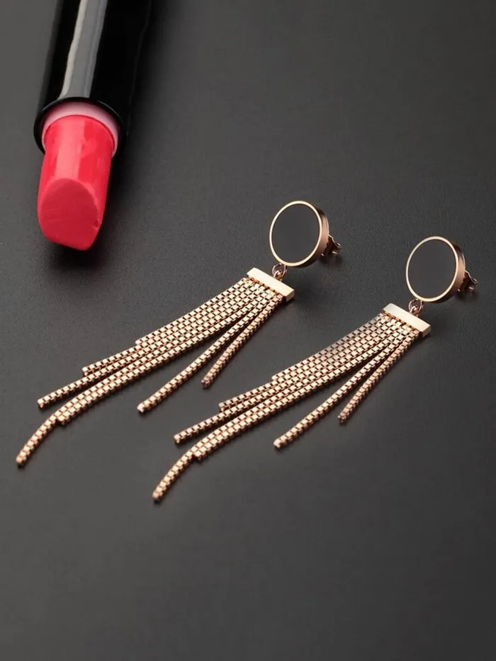 Yellow Chimes Earrings Yellow Chimes Danglers Earrings for Women Western Rose Gold Plated Stainless Steel Long Chain Dangler Earrings For Women and Girls