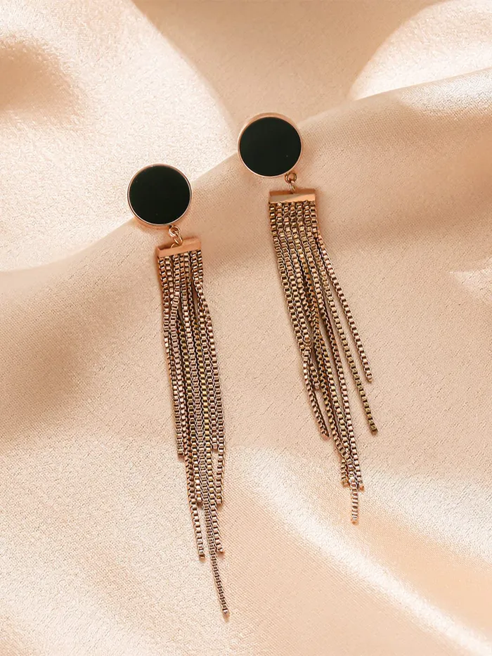 Yellow Chimes Earrings Yellow Chimes Danglers Earrings for Women Western Rose Gold Plated Stainless Steel Long Chain Dangler Earrings For Women and Girls