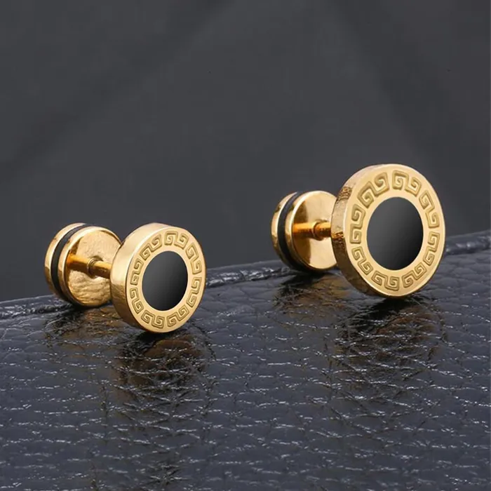 Yellow Chimes Earrings Yellow Chimes Earrings for Men and Boys Studs for Men 2 Pair Combo of Gold Toned Black Studs Birthday Gift for Men and Boys Anniversary Gift for Husband