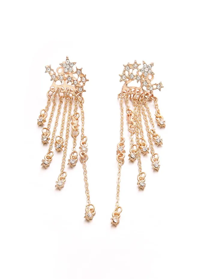 Yellow Chimes Earrings Yellow Chimes Earrings for Women and Girls Crystal Dangler Gold Toned Crysatl Drop Long Danglers Earrings Birthday Gift for girls and women Anniversary Gift for Wife