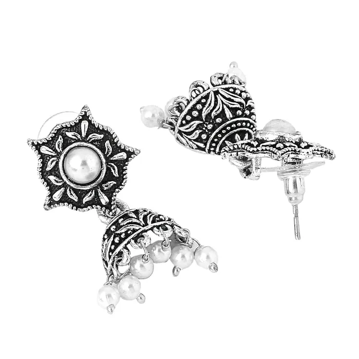 Yellow Chimes Earrings Yellow Chimes Earrings for Women and Girls Traditional Silver Oxidised JhumkaGerman Silver Combo of 3 Pairs Jhumki EarringsBirthday Gift For girls and women Anniversary Gift for Wife