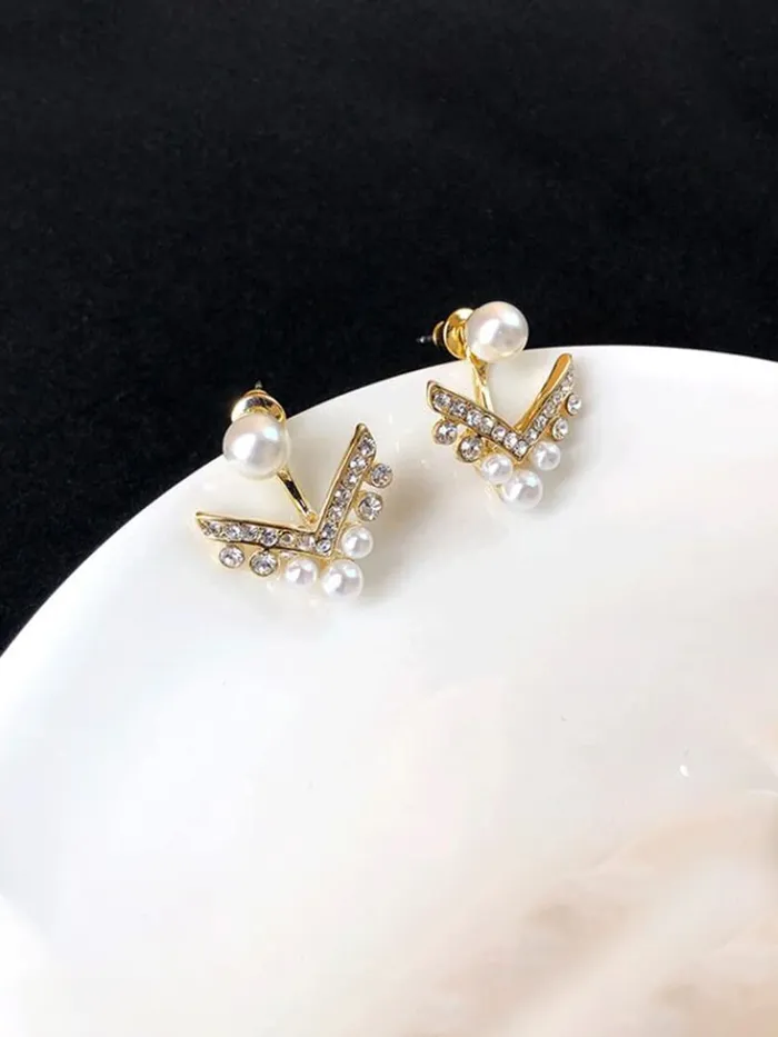 Yellow Chimes Earrings Yellow Chimes Earrings For Women Gold Tone Geometrical Shape Pearl Studded Drop Earrings For Women and Girls