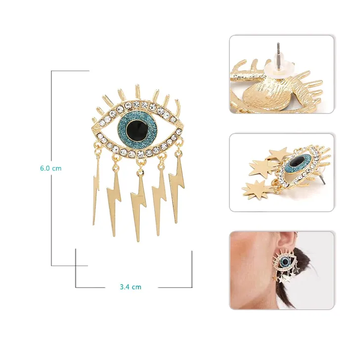 Yellow Chimes Earrings Yellow Chimes Earrings For Women Gold Toned Evil Eye Designed Charm Hanging Mismatched Earrings For Women and Girls
