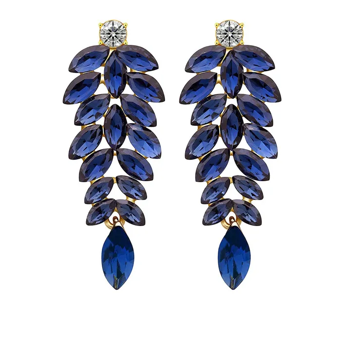 Yellow Chimes Earrings Yellow Chimes Elegant Gold Plated Leaf Crystal Dangle Earrings for Women and Girls Blue Yellow Chimes Earrings Yellow Chimes Elegant Gold Plated Leaf Crystal Dangle Earrings for Women and Girls Blue
