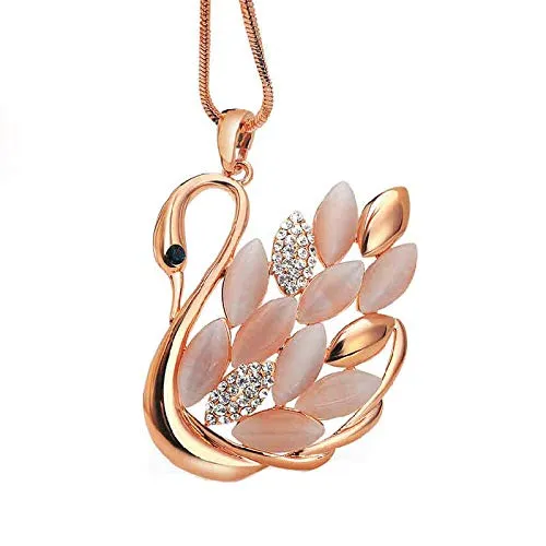 Yellow Chimes Earrings Yellow Chimes Golden Swan Opal Crystal Stylish Long Chain Pendant Necklace for Girls and Women Yellow Chimes Earrings Yellow Chimes Golden Swan Opal Crystal Stylish Long Chain Pendant Necklace for Girls and Women