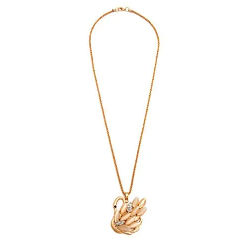 Yellow Chimes Earrings Yellow Chimes Golden Swan Opal Crystal Stylish Long Chain Pendant Necklace for Girls and Women