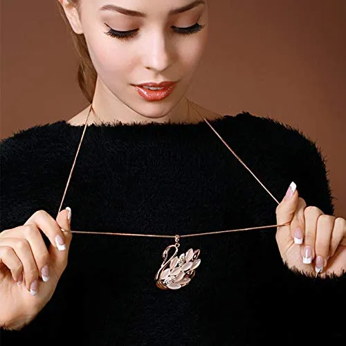 Yellow Chimes Earrings Yellow Chimes Golden Swan Opal Crystal Stylish Long Chain Pendant Necklace for Girls and Women