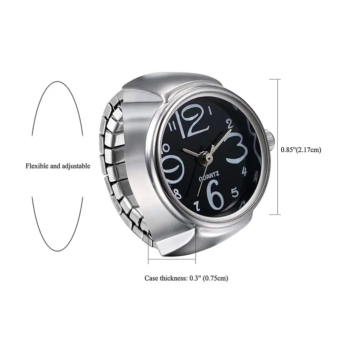 Yellow Chimes Earrings Yellow Chimes Rings for Women Stainless Steel Black Dial Analog Watch Ring Stretchable Ring Watch for Women and Girls