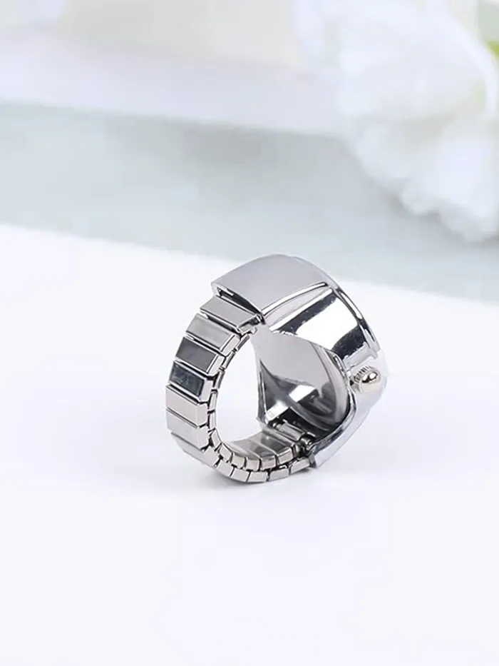 Yellow Chimes Earrings Yellow Chimes Rings for Women Stainless Steel Black Dial Analog Watch Ring Stretchable Ring Watch for Women and Girls