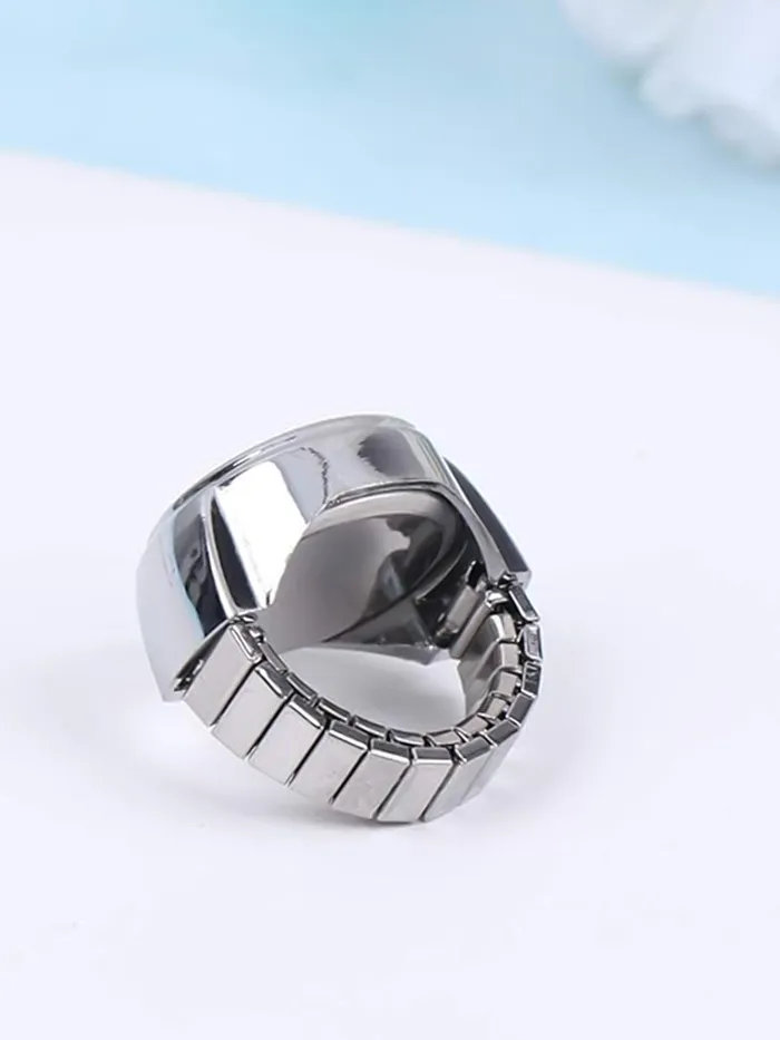 Yellow Chimes Earrings Yellow Chimes Rings for Women Stainless Steel Black Dial Analog Watch Ring Stretchable Ring Watch for Women and Girls
