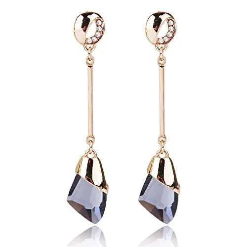 Yellow Chimes Earrings Yellow Chimes Rose Gold Hangings Long Grey Crystal Earring for Women and Girls Yellow Chimes Earrings Yellow Chimes Rose Gold Hangings Long Grey Crystal Earring for Women and Girls