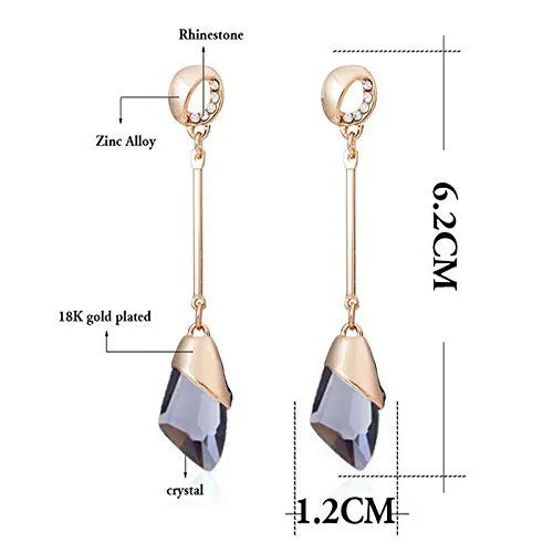Yellow Chimes Earrings Yellow Chimes Rose Gold Hangings Long Grey Crystal Earring for Women and Girls