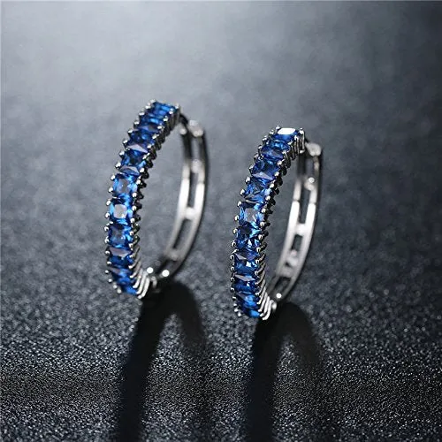 Yellow Chimes Earrings Yellow Chimes Splendid Collection A5 Grade Crystals Line Blue Clipon Hoops Earrings for Women Girls