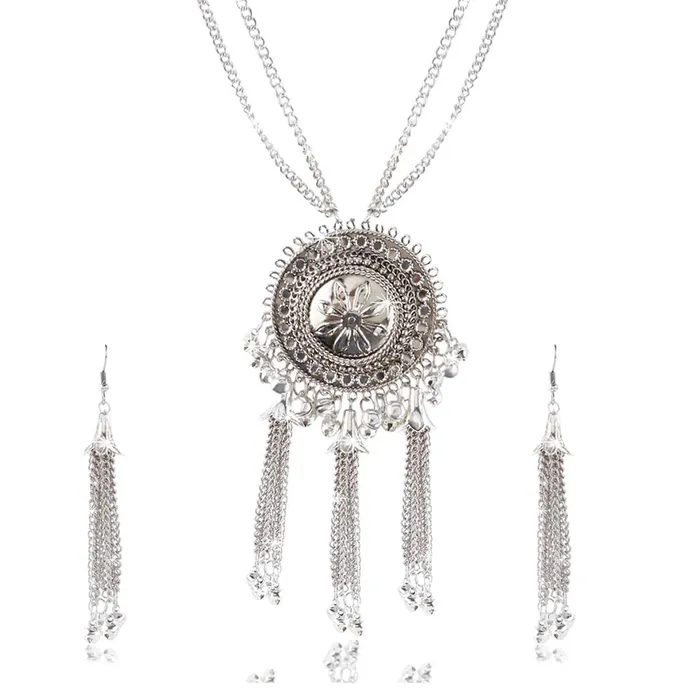 Yellow Chimes Earrings Yellow Chimes Stylish Crafted Lotus Theme Silver Necklace Set with Earrings Oxidized Jewellery Sets for Women and Girls Yellow Chimes Earrings Yellow Chimes Stylish Crafted Lotus Theme Silver Necklace Set with Earrings Oxidized Jewellery Sets for Women and Girls
