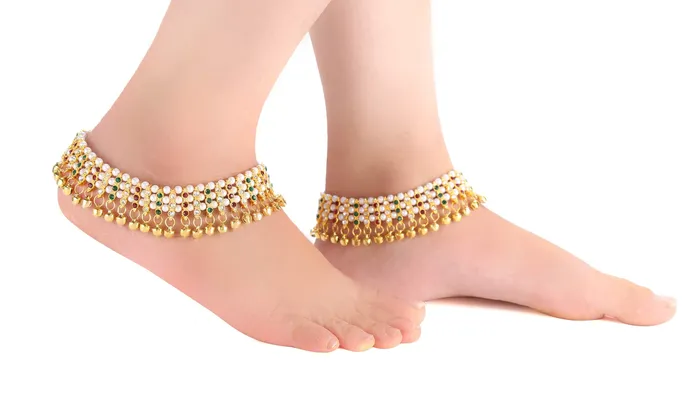 Yellow Chimes Earrings Yellow Chimes Traditional Designer Jhanjhar Wedding Payal Gold Plated Anklets for Women and Girls