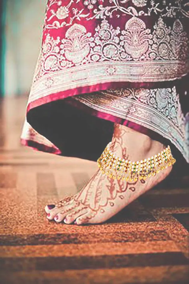 Yellow Chimes Earrings Yellow Chimes Traditional Designer Jhanjhar Wedding Payal Gold Plated Anklets for Women and Girls