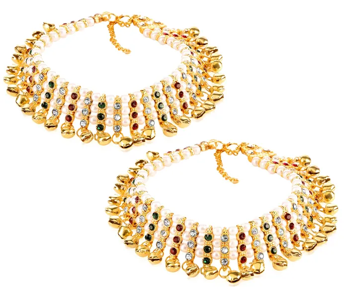 Yellow Chimes Earrings Yellow Chimes Traditional Designer Jhanjhar Wedding Payal Gold Plated Anklets for Women and Girls