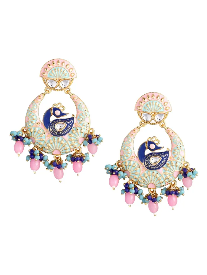 Yellow Chimes Earrings Yellow Chimes Traditional Gold Toned Peacock Design Pearl Meenakari Chandbali Earrings for Women and Girls Blue Pink Medium YCTJER91MNKPCKBLPK Yellow Chimes Earrings Yellow Chimes Traditional Gold Toned Peacock Design Pearl Meenakari Chandbali Earrings for Women and Girls Blue Pink Medium YCTJER91MNKPCKBLPK