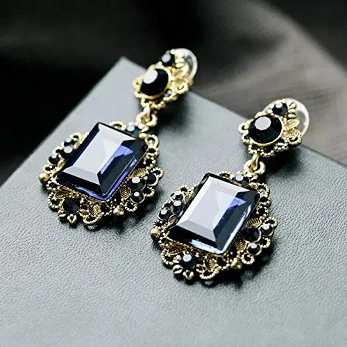 Yellow Chimes Elegant Antique Design Mehrunnisa Fashion Blue Crystal Drop Earrings For Women Earrings For Women And Girls Yellow Chimes Earrings