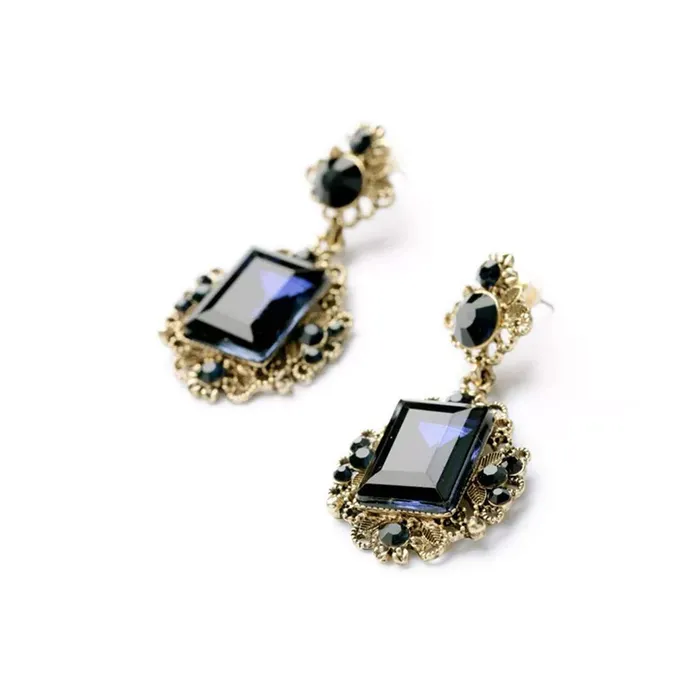 Yellow Chimes Elegant Antique Design Mehrunnisa Fashion Blue Crystal Drop Earrings For Women Earrings For Women And Girls Yellow Chimes Earrings