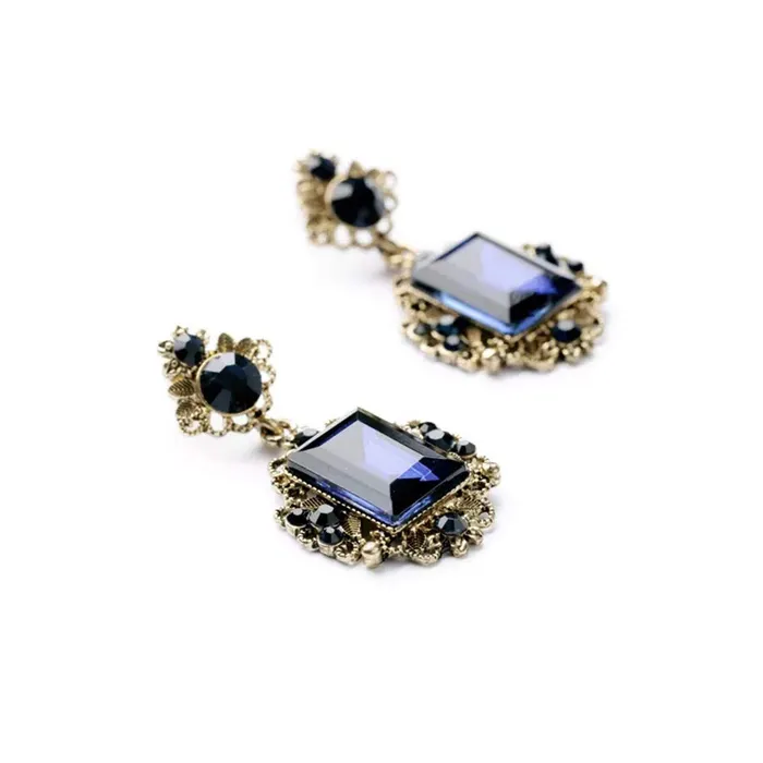 Yellow Chimes Elegant Antique Design Mehrunnisa Fashion Blue Crystal Drop Earrings For Women Earrings For Women And Girls Yellow Chimes Earrings
