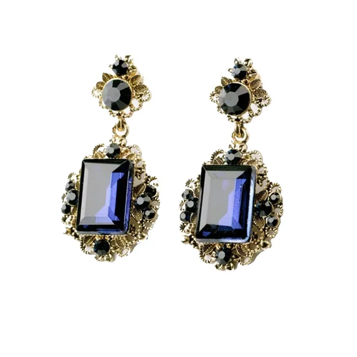 Yellow Chimes Elegant Antique Design Mehrunnisa Fashion Blue Crystal Drop Earrings For Women Earrings For Women And Girls Yellow Chimes Earrings