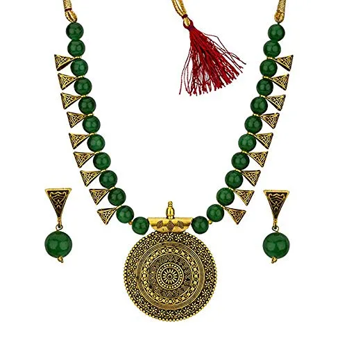 Yellow Chimes Exclusive Antique German Oxidized Gold Black Beads Contemporary Necklace Set with Drop Earrings for Women Yellow Chimes Rings Yellow Chimes Exclusive Antique German Oxidized Gold Black Beads Contemporary Necklace Set with Drop Earrings for Women Yellow Chimes Rings